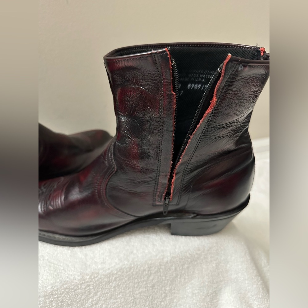 Men’s Sage by Abilene 3147/ Black Cherry Western Zipper Boot with Rubber Outsole - Picture 11 of 16